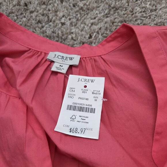 J Crew Dress Womens Medium Pink Tiered Ruffled V Neck Long Sleeved Tags - Picture 2 of 5